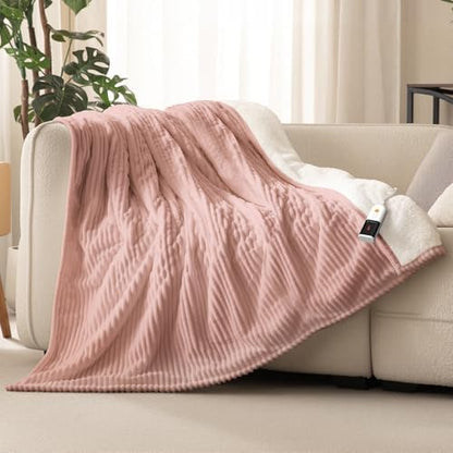 Reaks Heated Blanket Twin, 9 Heat Levels, 2-10H Auto-Off, 62"x84", Pink
