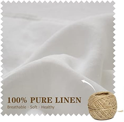 Simple&Opulence 100% Linen Lumbar Pillow Cover 12 x 20 Inches Set of 2 Rectangular Decorative Throw Cushion Cover for Couch Sofa Bed Living Room Office Soft Breathable Farmhouse - White