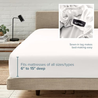 Bare Home Queen Fitted Sheet - 1800 Ultra-Soft (Queen, Antique White)