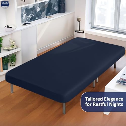 1 PC Cot Size 28" x 75" Fitted Sheet Only, 100% Egyptian Cotton, Navy Blue