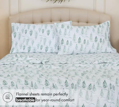 RUVANTI Flannel Sheets Set Full Size, Alpine Serenity