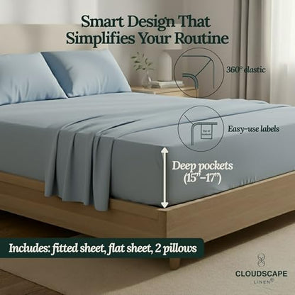 CLOUDSCAPE 600 Millennium Series Egyptian Cotton Sheets King, FrenchBlue