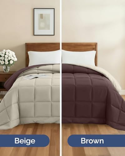 Twin XL Comforter Set - Brown/Beige All Season Bedding - 2 Piece Bed Set