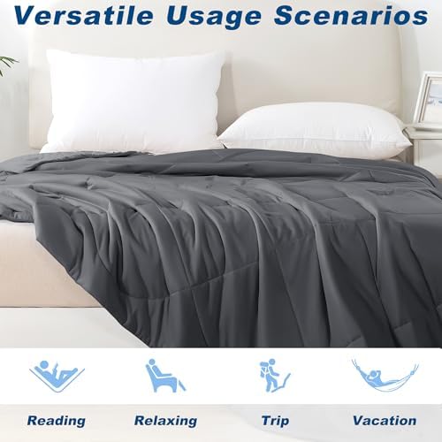 Cooling Comforter Queen Size, Double-Sided Cold Tech Fabric Quilted Bed Comforters Cooling Blanket for Hot Sleepers, Breathable Lightweight Summer Bedding, All-Season Ice Blanket, Dark Gray
