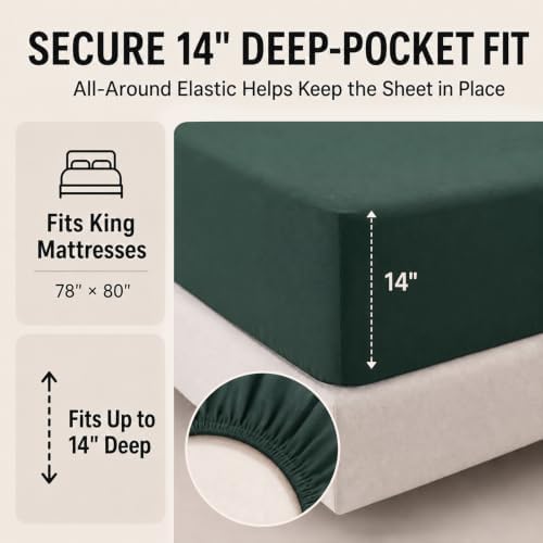 CozyLux King Size Comforter Set Forest Green - 7 Pieces Bed in a Bag