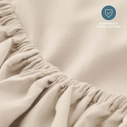 Bare Home Queen Fitted Sheet - 1800 Ultra-Soft (Queen, Sand)