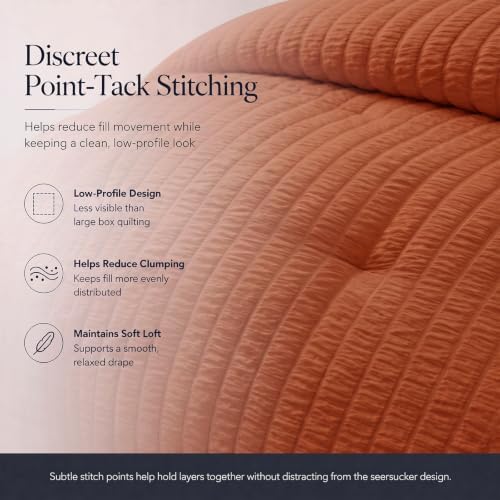 CozyLux Twin XL Comforter Set 5 Pieces Burnt Orange Seersucker Bed in a Bag