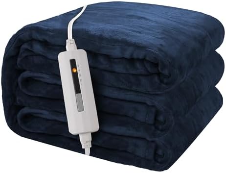 Electric Heated Blanket 50"x60" Throw Size, Dark Blue