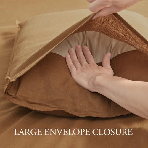 DAPU 100% French Linen Duvet Cover 3Pcs Set, 170GSM Linen Bedding, King