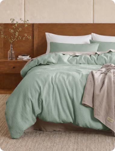 Bedsure PureWoven Cotton Waffle Weave Duvet Cover, King, Duvet Cover Only