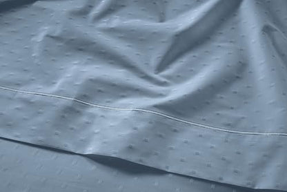 LANE LINEN King Size Sheets Deep Pocket Set Sateen - French Blue Swiss Dot