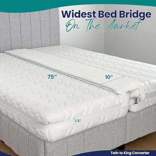 Bed Bridge, Split King Gap Filler for Adjustable Bed, 10"x75"