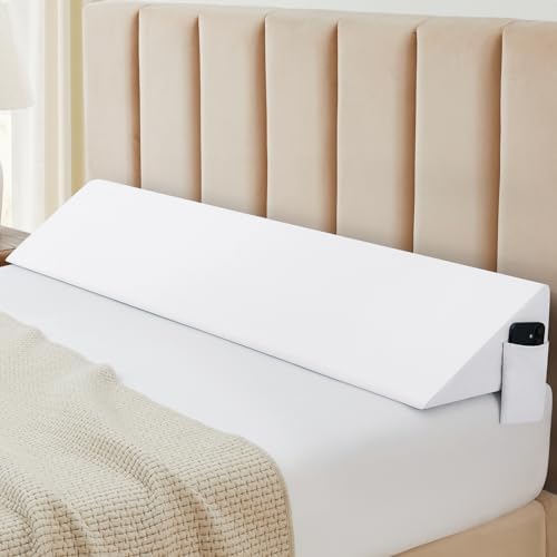 INVGEEXI White Full Size Bed Wedge Pillow Cover, 54" L x 10" W x 6" H