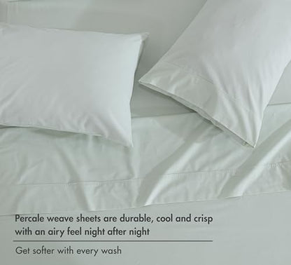 RUVANTI 100% Cotton California King Sheet Set, Percale Sheets, Sage Mist