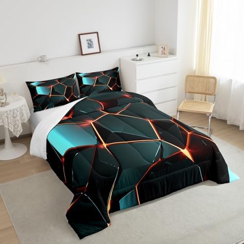 Feelyou Stereoscopic Honeycomb Comforter Set Hexagon Comforter for Kids Boys Girls Beehive Bedding Set Geometric Honeycomb Duvet Simplistic Room Decor Quilt Twin Size Boys