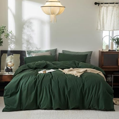 FOSSA Duvet Cover Set 100% Washed Cotton Linen Feel Super King Plus