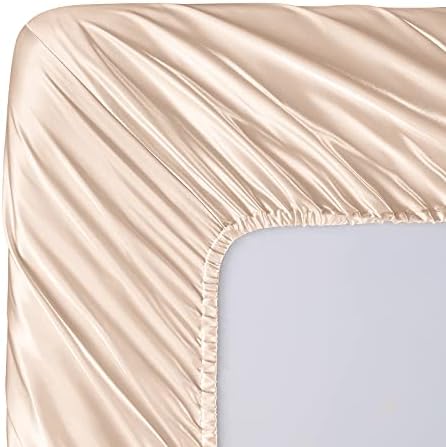 SiinvdaBZX 4Pcs Satin Sheet Set King Size 15-Inch Deep Pocket, Blush