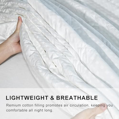 Lightweight White 100% Cotton Quilt, Comforter Twin Size