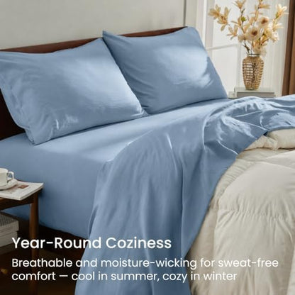 GOKOTTA 3 Piece Twin Sheet Set - Soft, Breathable & Cozy - Dusty Blue