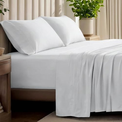 Bare Home 100% Organic Cotton Jersey Sheet Set (Queen, White)