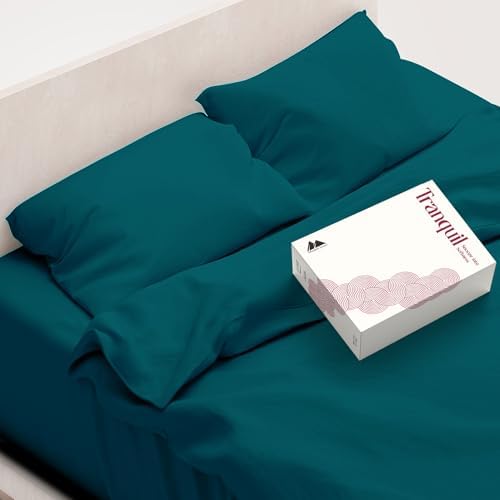 Mayfair Linen Egyptian Cotton Teal Queen Sheets Set - Luxury 800 Series High Thread Count Queen Bed Sheet Set (4 PC), Soft Cooling 16" Deep Pocket Hotel Quality Bed Sheet Set - Tranquil Collection
