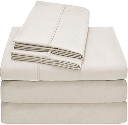 Top Split Flex Head King Size Sheet Set - Egyptian Quality Ultra-Soft Bed Sheets - Double Brushed - Deep Pockets- Easy Fit - 4 Piece Set- Fade Resistant (Ivory)