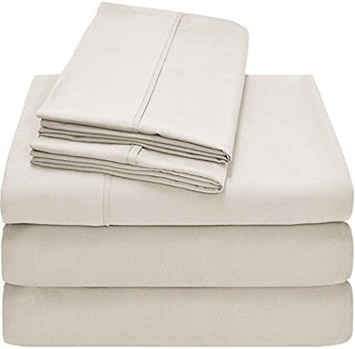 Top Split Flex Head King Size Sheet Set - Egyptian Quality Ultra-Soft Bed Sheets - Double Brushed - Deep Pockets- Easy Fit - 4 Piece Set- Fade Resistant (Ivory)