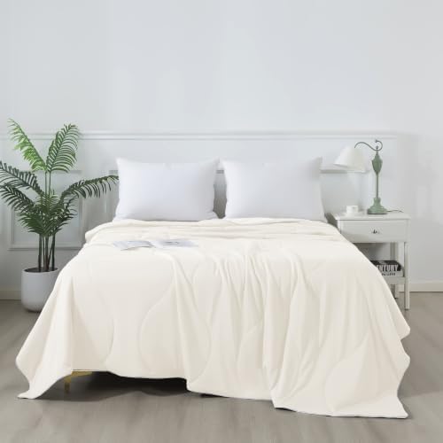 ELNIDO QUEEN Cooling Comforter for Hot Sleepers, Summer Cooling Blanket King Size for Night Sweats, Breathable All-Season Lightweight Blanket, (106x90 inch，White