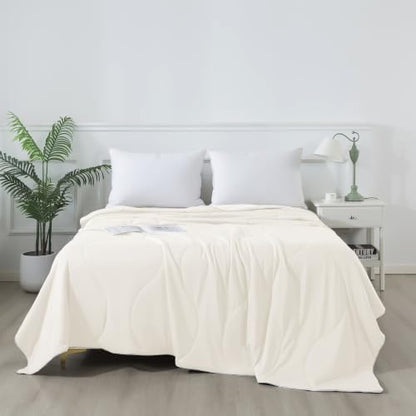 ELNIDO QUEEN Cooling Comforter for Hot Sleepers, Summer Cooling Blanket King Size for Night Sweats, Breathable All-Season Lightweight Blanket, (106x90 inch，White