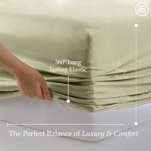Threadmill 600 Thread Count Cotton King Sheet Set, Sateen, Sage Green