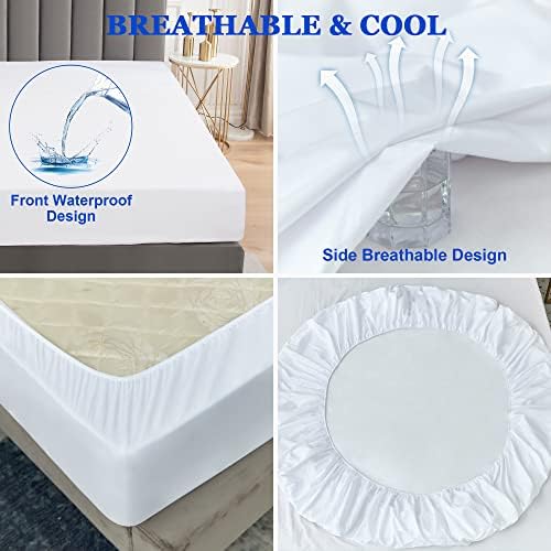Sufdari Twin XL Mattress Protector,Waterproof Mattress Protector,Fitted Sheet Style Mattress Cover with 18" Deep Pocket,Washable and Comfortable-White,Twin XL