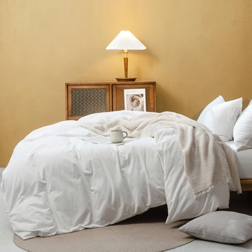FOSSA Duvet Cover Set 100% Washed Cotton Linen Feel Super King