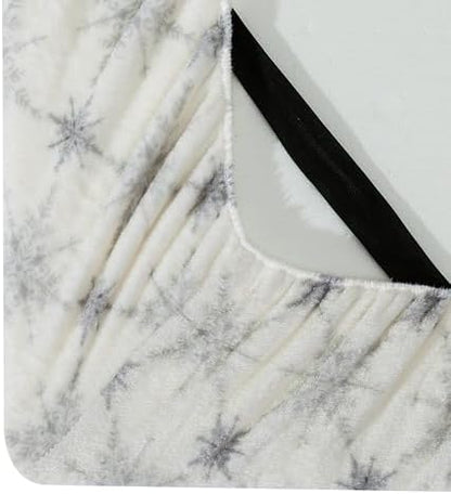 Elegant Comfort Luxuriously Soft 4-Piece Holiday Velvet Plush Flannel Sheet Set - Premium Quality - Cozy Warm, Christmas Fuzzy Velvet Flannel Fleece Deep Pocket Sheet Set - Full, Beige Snowflake