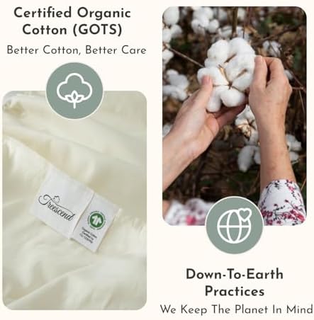 100% Cotton Organic Mattress Protector | Breathable & Noiseless GOTS Organic Mattress Pad with Premium 300GSM Durability | Machine Washable Quilted Bed Protector with Deep Pocket (Ivory, King)