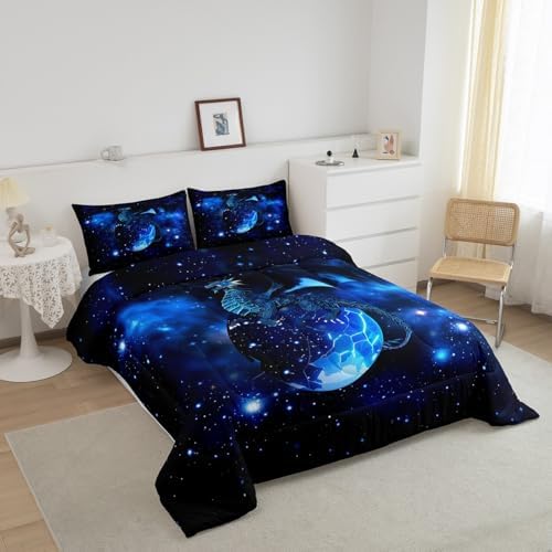 Feelyou Galaxy Dragon Bedding Set King Size for Boys Children Teens