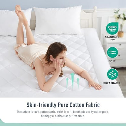 Cal King Mattress Pad Topper Cotton, 8-22”Deep Pocket, Ultra Loft