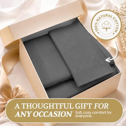Twin XL Cotton Knit Jersey Sheet Set, 15" Deep Pocket, Grey, 3Pc