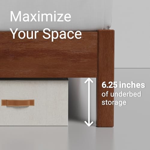 LIFEMENT Signature Wood Platform Bed Frame with Headboard, Essential, Noise Free, Under Bed Storage, No Box Spring Needed, Easy Assembly (Cherry, King (U.S. Standard))