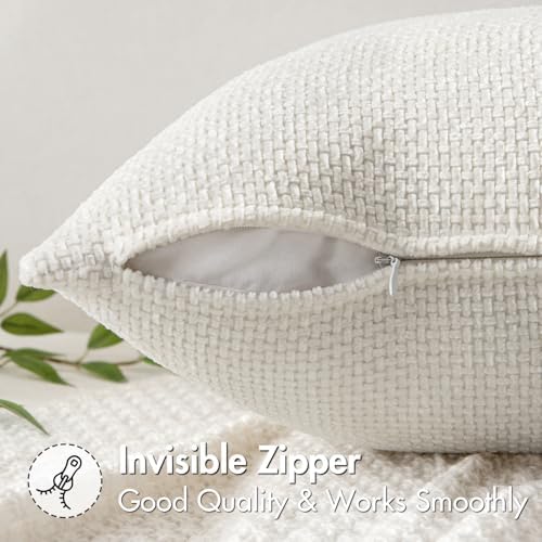 MIULEE Decorative Couch Throw Pillow Covers 18x18 in Pure White 2 Pack