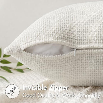 MIULEE Decorative Couch Throw Pillow Covers 18x18 in Pure White 2 Pack