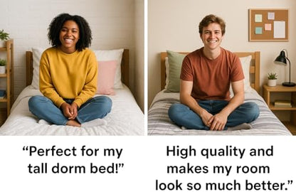 Dorm Bed Skirt Twin XL Size 42 Inch Drop White College Dorm Room Essentials Pleated Dust Ruffle with Split Corners Luxury Microfiber Platform Bed Skirt Ultra Soft Fade & Wrinkle Resistant