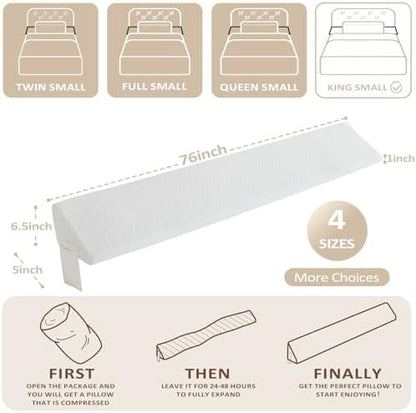 Homemate King Size Bed Wedge Pillow for Headboard - Bed Gap Filler(0-8") - Triangle Bloster Pillow Wedge - White