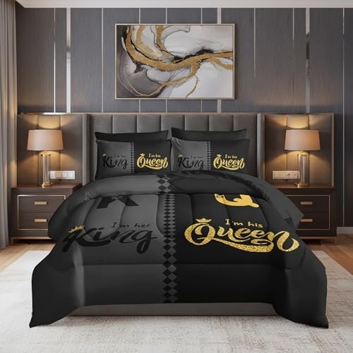 QOOMO Crown Queen and King 7 Pieces Comforter Set Twin Size