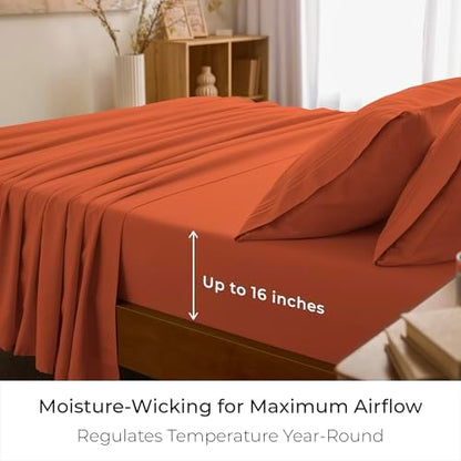 Mellanni Iconic 3-Piece, Ultra Soft Sheet Set (Twin, Poppy Orange)