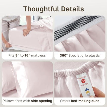 California Design Den Luxury 800 Thread Count Cal King Sheet Set, Soft Rose