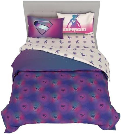 Supergirl Movie Bedding Set, Full Size, 5-Piece Super Soft Cozy Reversible Comforter & Sheet Set (Officially Licensed Product) by Franco