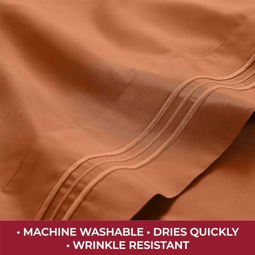 Mellanni Iconic 4-Piece, Ultra Soft Sheet Set (RV/Short Queen, Terracotta)