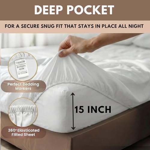 Twin XL Sheet Set, 400 Thread Count Twin XL Cotton Bed Sheets - Light Blue