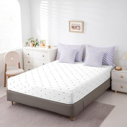 jejeloiu Checkerboard Grid Comforter Set with Sheets 7 Piece Twin Size
