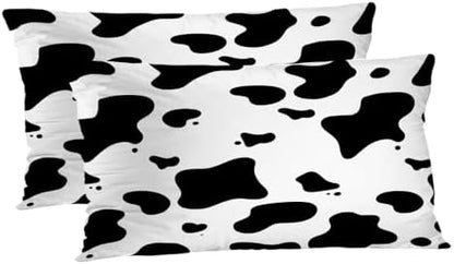 TOMWISH Black and White Cow Print Throw Pillow Cover 12x20 Inch Set of 2